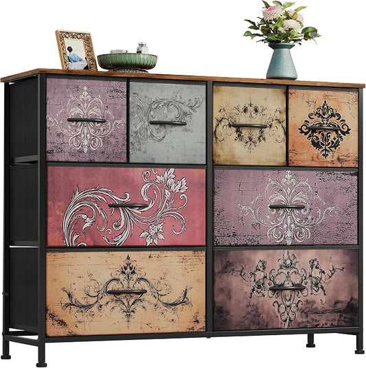WLIVE Wide Dresser for Bedroom, 8 Drawer Chest of Drawers, Pattern | 8 roomy by WLIVE