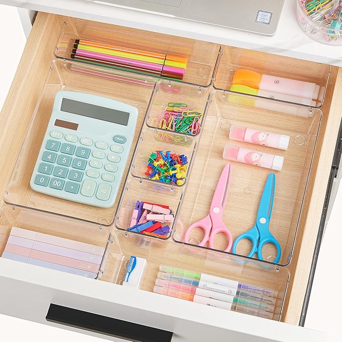 Vtopmart 44 PCS Clear Plastic Drawer Organizers Set, 4-Size Versatile Bathroom - Image 4