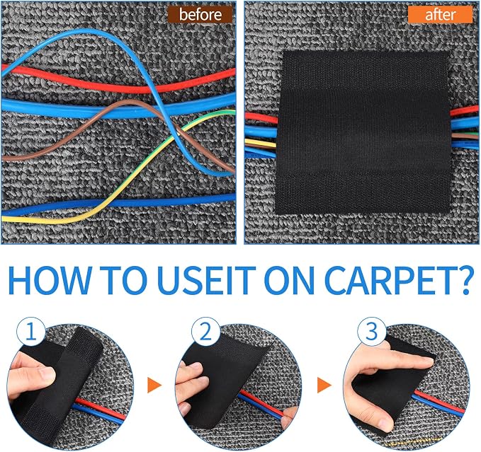 WILLBOND Carpet Cord Cover Cable Grip Floor Cover Cable Protector Management - Image 4