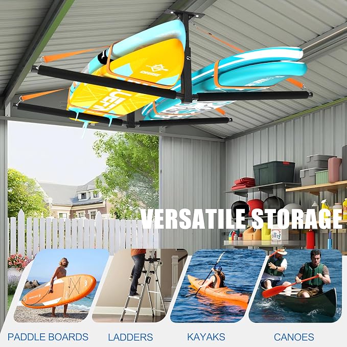 Double Paddleboard and Surfboard Garage Ceiling Storage Racks, Adjustable - Image 8