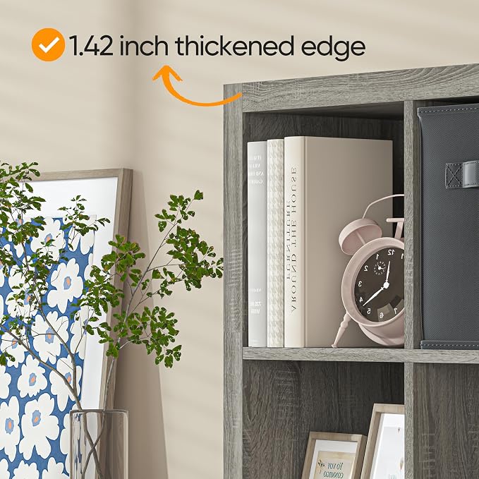 furtble Bookshelf with Storage Bins, 12-Cube Storage Organizer, Modern Wood - Image 6