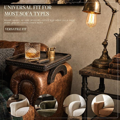 Pine Wood Sofa Arm Tray with Beaded Edge - Image 5