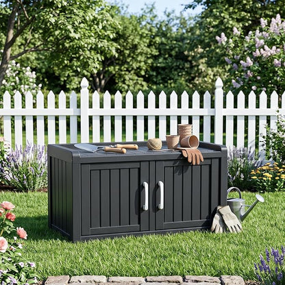 ROJIK Shoe Bench Waterproof UV-Resistant, 2-Tier Storage Cabinet - Image 7