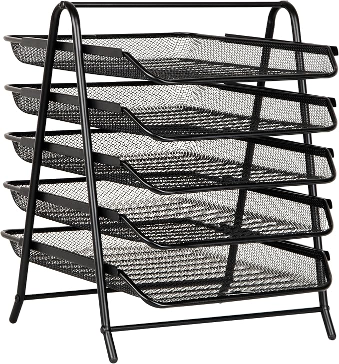 Mind Reader 5-Tier Paper Tray Organizer, Vertical Desktop File Storage Rack - Image 7