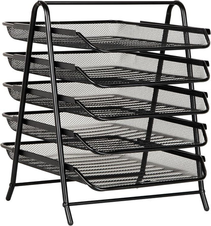 Mind Reader 5-Tier Paper Tray Organizer, Vertical Desktop File Storage Rack - Image 7
