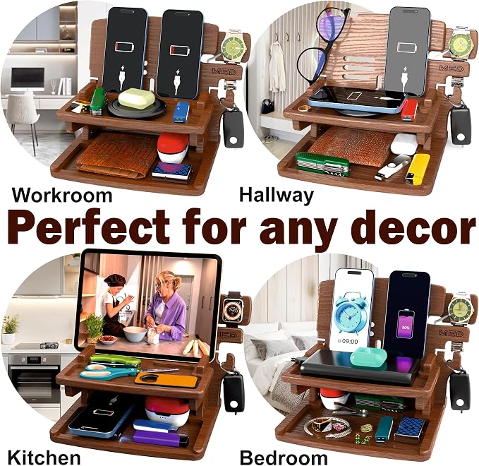 MED Wood Phone Docking Station – Nightstand Desk Organizer - Image 3