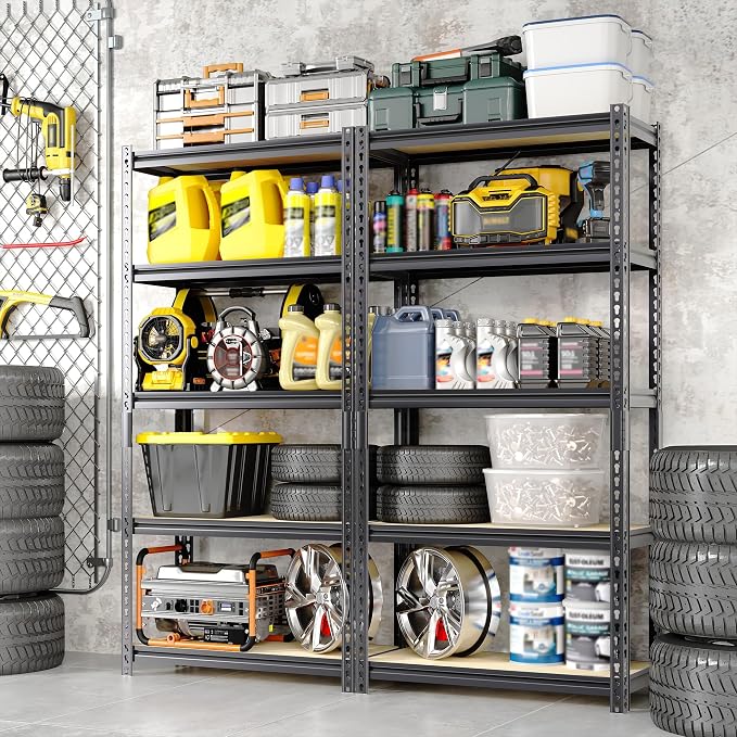 Heavy Duty Garage Storage Shelves 2 Pack, 2000 Lbs Capacity, 5-Tier Adjustable - Image 2