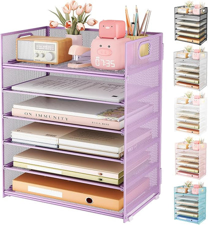 Subekyu 6 Tier Paper File Tray Organizer by SUBEKYU