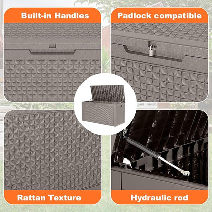 EasyUp 121 Gallon Outdoor Storage Box Waterproof, UV Resistant Resin Deck Box - Image 4