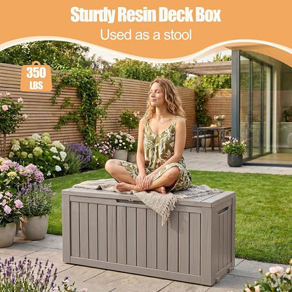 Outdoor Storage Box, 100 Gallon Resin Deck Box, Indoor Outdoor Waterproof - Image 4