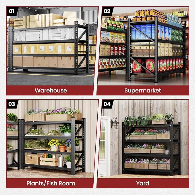 68" Wide Industrial Storage Shelves, 8000LBS Garage Shelving Heavy Duty - Image 8