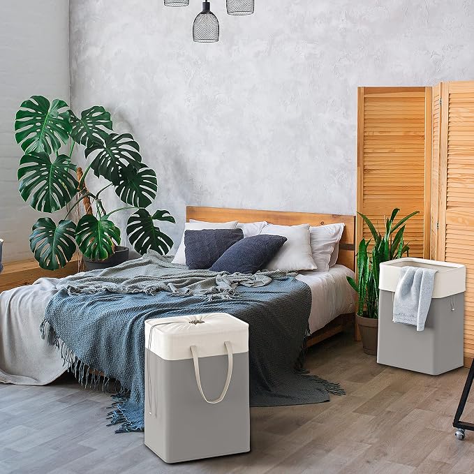Simple Houseware 75L Collapsible Laundry Hamper, Rectangle Cotton Basket - Image 7
