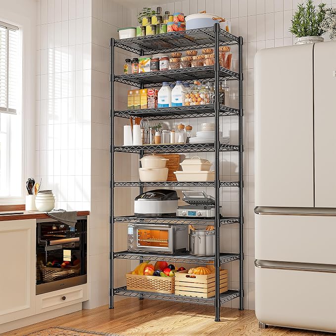 8 Tier Wire Shelving Rack Storage Shelves Loads1200LBS, Adjustable Metal - Image 7