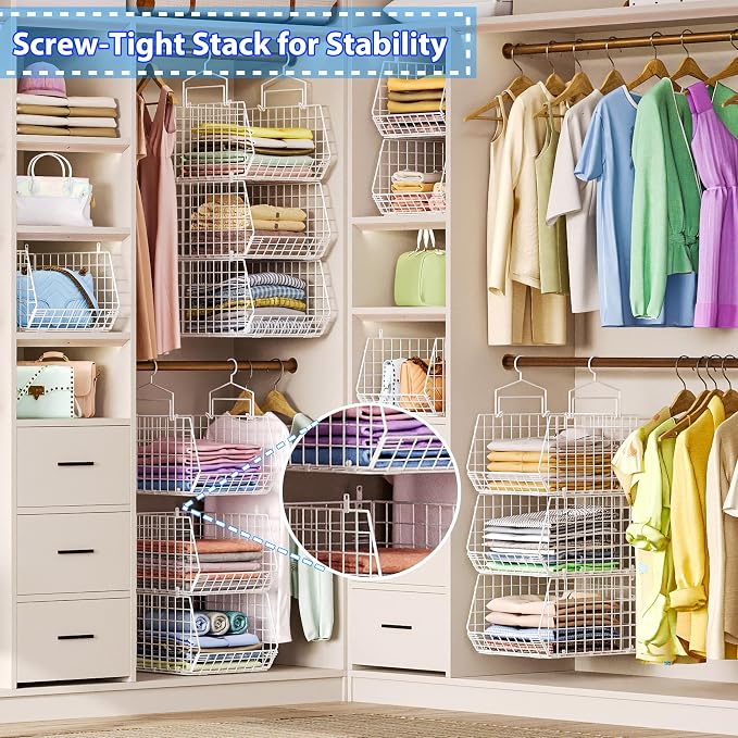 6 Tier Extended Depth Hanging Closet Organizer, Closet Storage Hanging Shelves - Image 8