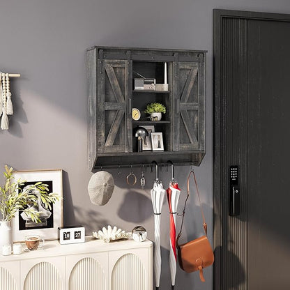 Trironsun Farmhouse Medicine Cabinet 2 Sliding Barn Doors 3 Tier Rustic Wood - Image 5