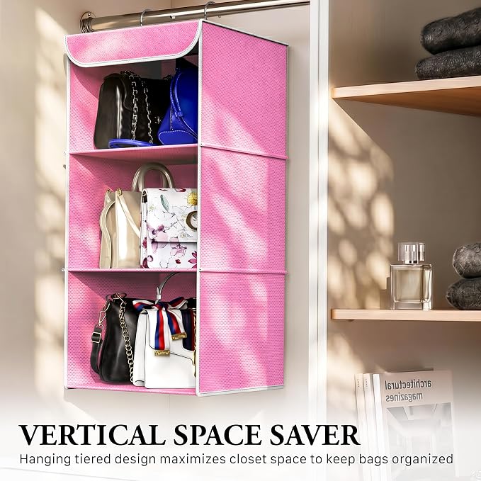 Simple Houseware 3-Shelf Hanging Closet Organizer, Fabric Storage Shelves - Image 7