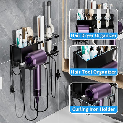 Hair Dryer Holder Wall Mounted, Metal Hair Tools Organizer, Hair Dryer Holder - Image 4
