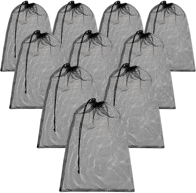 TecUnite 10 Pcs Mesh Bags Drawstring Laundry Bags Large Nylon Mesh Gift by TecUnite