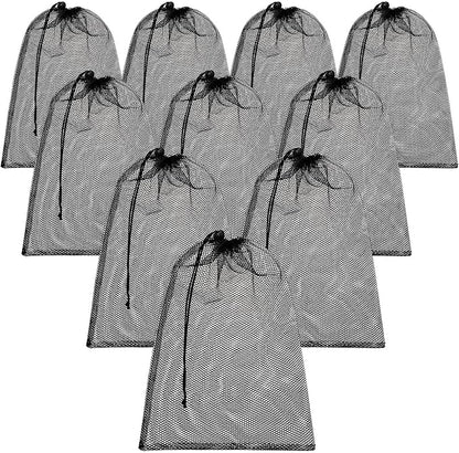 TecUnite 10 Pcs Mesh Bags Drawstring Laundry Bags Large Nylon Mesh Gift by TecUnite