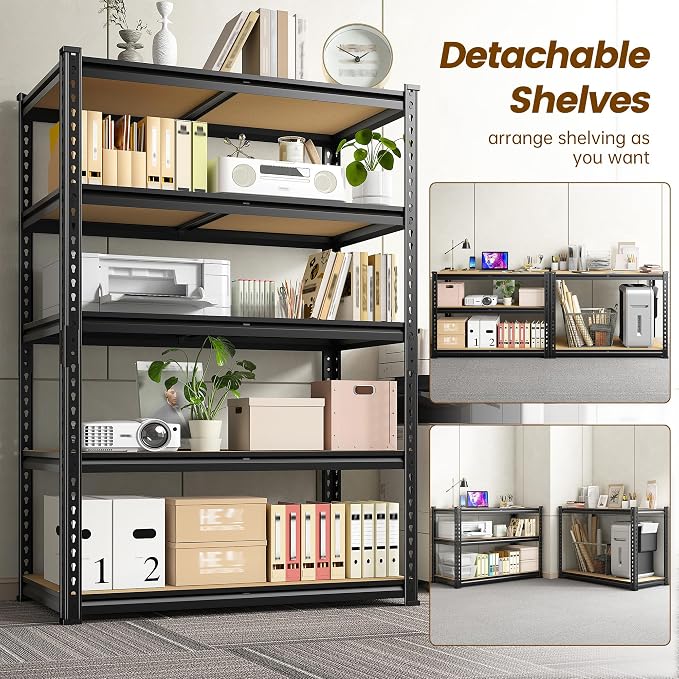 5-Tier Storage Shelves, 1980LBS Adjustable Pantry Shelves, Metal Shelving Unit - Image 4