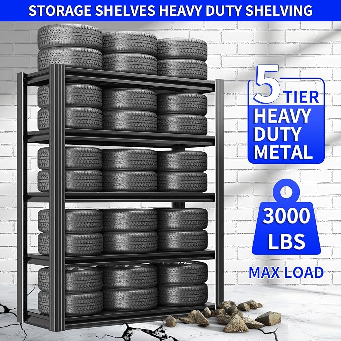 78" H Metal Storage Shelving, 3000LBS Heavy Duty Shelves Unit, Adjustable 5 - Image 3
