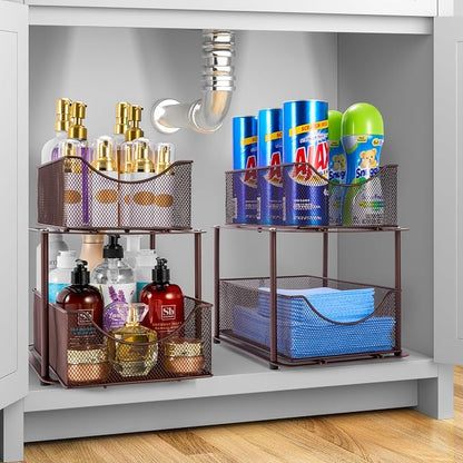 Sorbus 2 Tier Metal Under Sink Organizer - Image 2