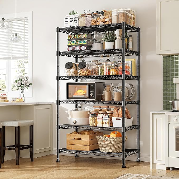REIBII 6-Tier Metal Shelving Unit Storage Shelves, Sturdy Wire Shelving - Image 2