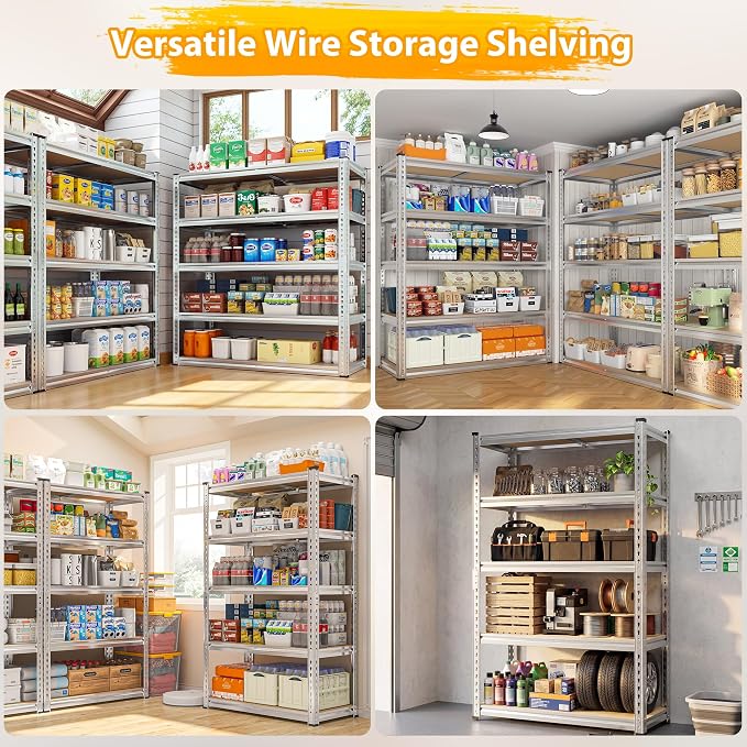REIBII Storage Shelves, 5-Tier Adjustable Waterproof Storage Rack - Image 4