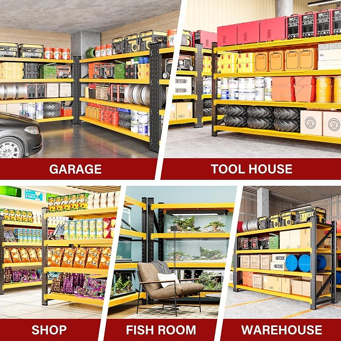 71.3" Wide Heavy Duty Garage Shelving Units, 5000LBS Deep Storage Shelves - Image 5