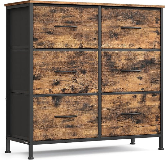 SONGMICS Dresser for Bedroom, Chest of Drawers, TV Stand, 6 Non-Woven Fabric by SONGMICSbySONGMICSHOME