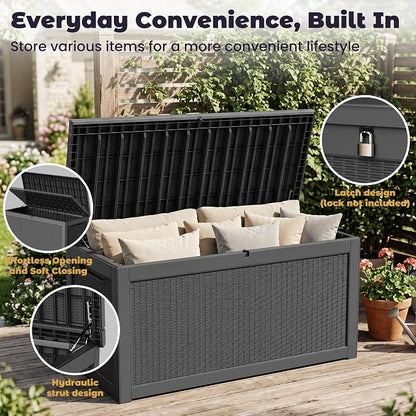 PatioZen 330 Gallon Outdoor Storage Box, Heavy Duty Resin Large Deck Box - Image 7