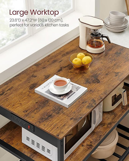 VASAGLE Kitchen Island with 3 Shelves, 47.2 Inches Width Kitchen Shelf with - Image 6