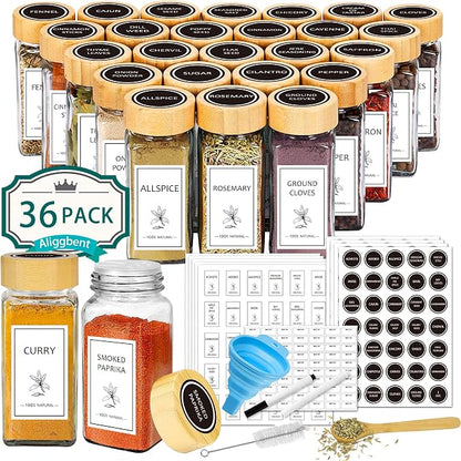 Aliggbent Spice Jars with Lable, Spice Containers Bottles, Glass Seasoning Jars by AliggbentGoodChoice