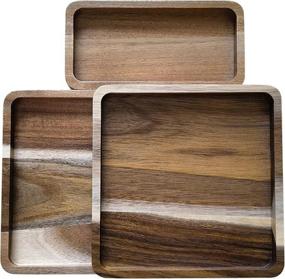 Acacia Wooden Valet Tray for Men, Natural Wood Grain EDC Tray Set Catch All for - Image 8