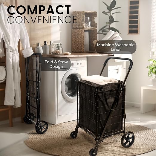 SereneLife Large Folding Utility Shopping Cart - Image 6