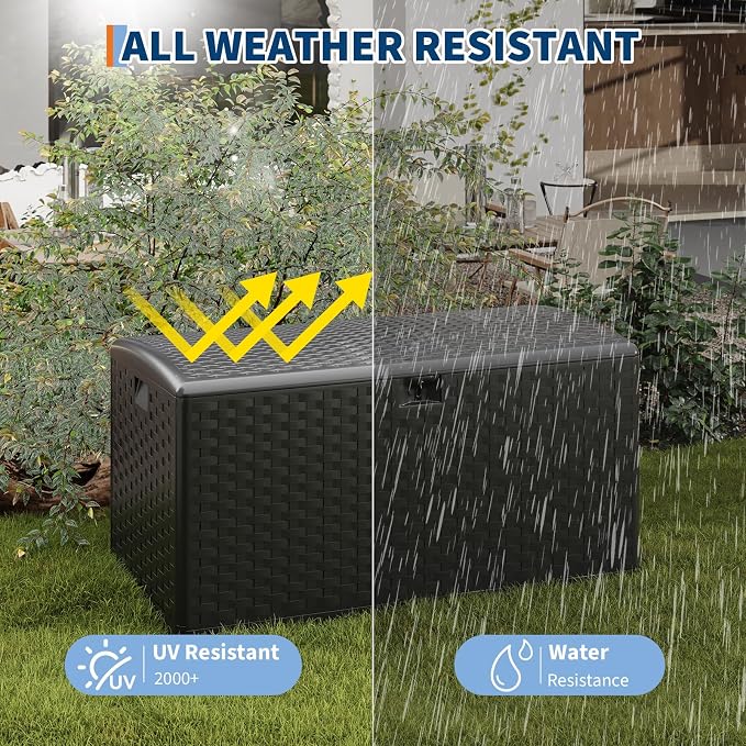IDEALHOUSE 100 Gallon Resin Deck Box, Waterproof Outdoor Storage Box - Image 4