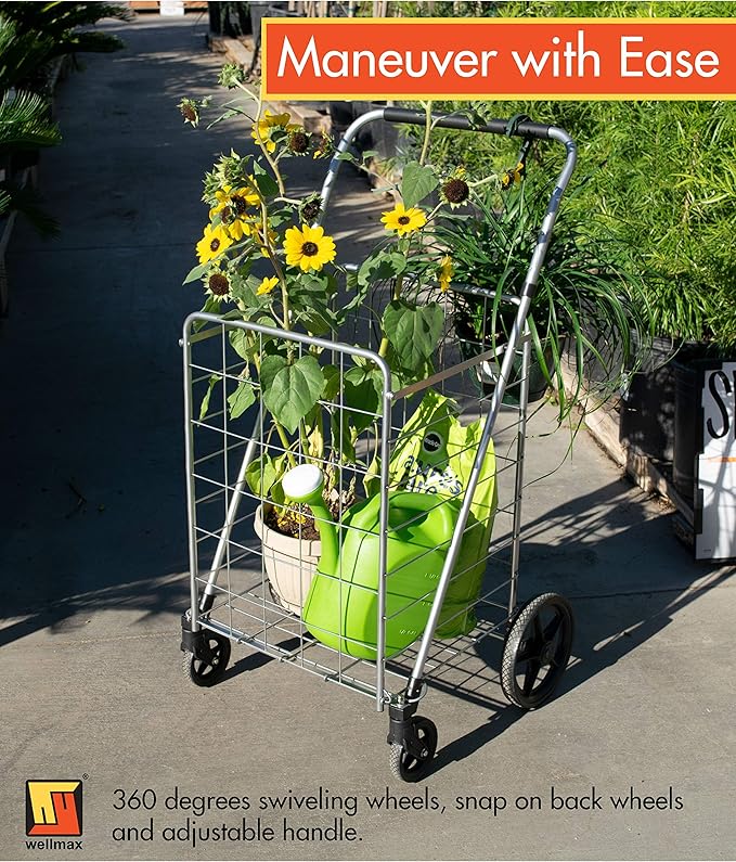 Wellmax Folding Grocery Cart - Image 6