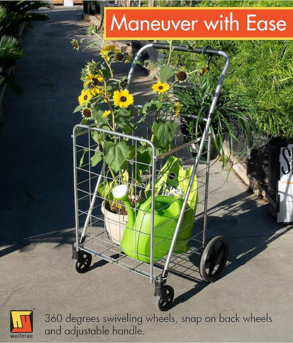 Wellmax Folding Grocery Cart - Image 6
