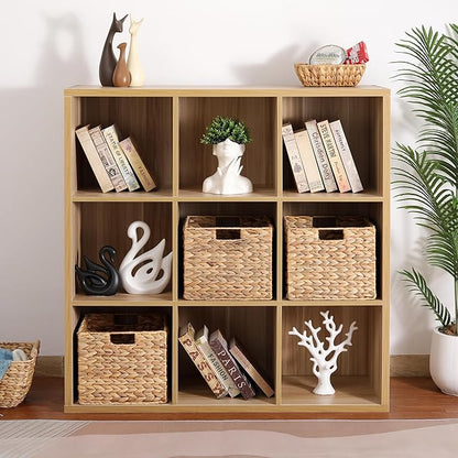 12x12x10 Water Hyacinth Storage Basket Large, Folding Cube Woven Wicker Storage - Image 8