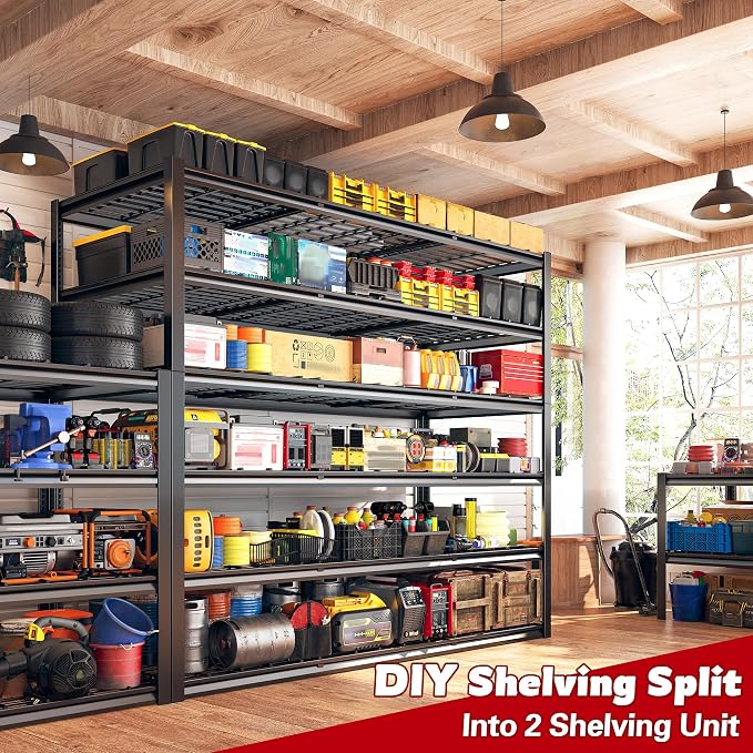 REIBII 60" W Garage Shelving, 3000LBS Storage Shelves, 6 Tier Heavy Duty - Image 7