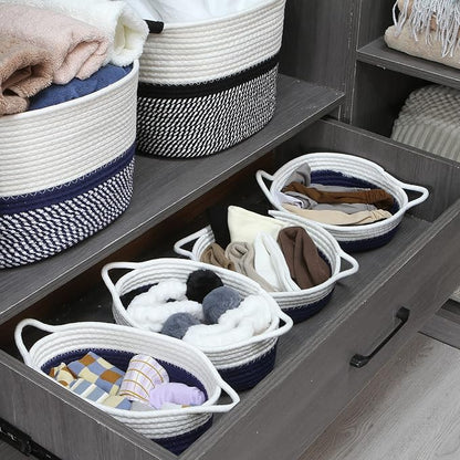 Sea Team 2-Pack Cotton Rope Baskets, Fabric Tray, Oval Open Dish - Image 3