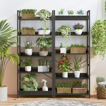 HCHQHS 5 Tier Bookshelf, Adjustable Industrial Bookcase, Vertical Tall Book - Image 8
