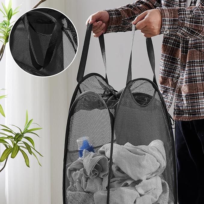 TECHMILLY Collapsible Mesh Pop Up Laundry Hamper - Image 5