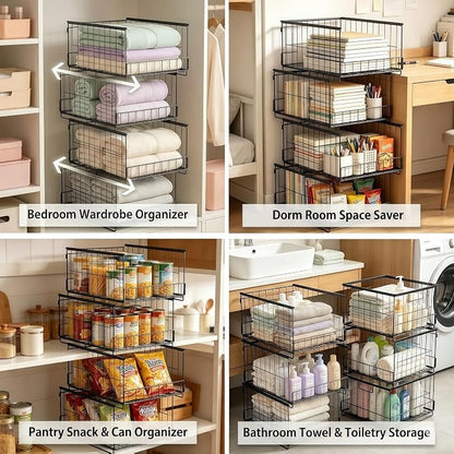 4-Tier Stackable Closet Organizer and Storage Shelves, Sturdy Metal Clothing - Image 5