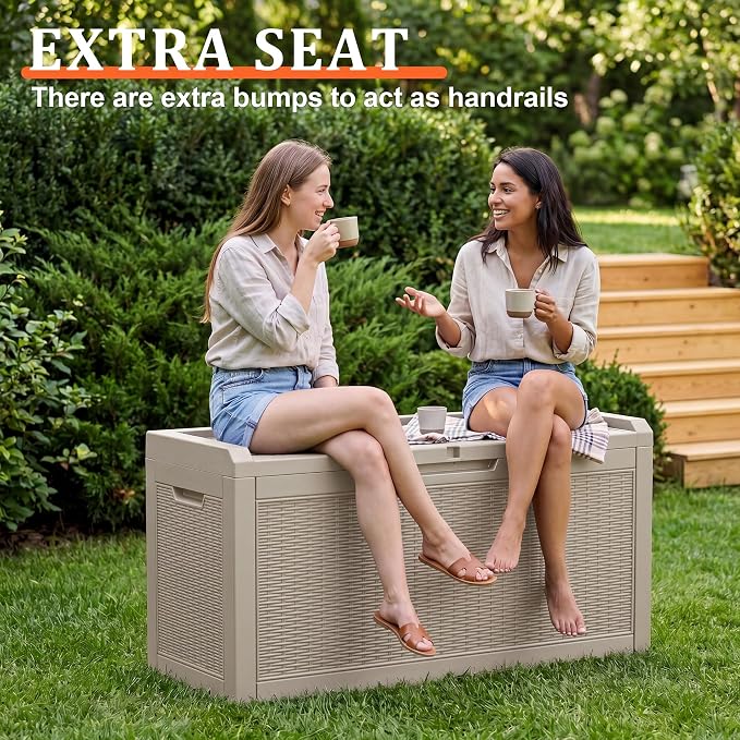 EasyUp 70 Gallon Deck Boxes Outdoor Waterproof, Resin Outside Storage Box - Image 2