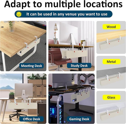 28" Small Under Desk Cable Management Tray No Drill, Compact Clamp On Cord - Image 5