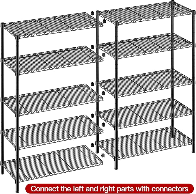 REIBII 5 Tier Wire Shelving Storage Shelves Loads 1430LBS, 2 Pack - Image 7