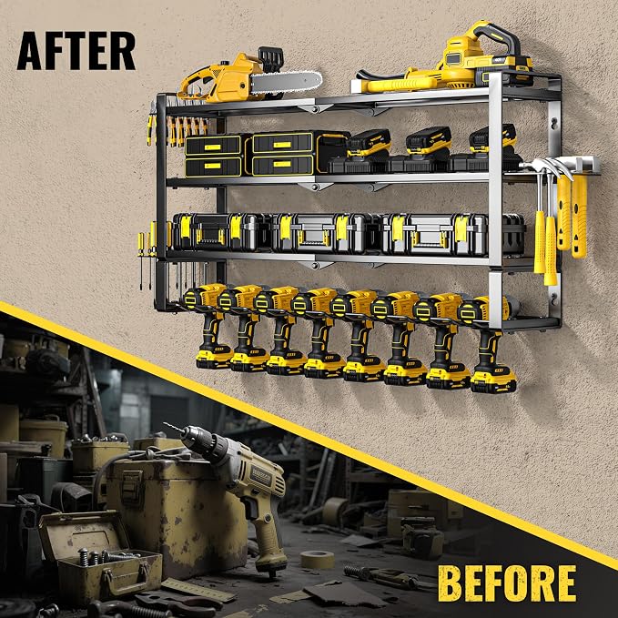 Large Power Tool Organizer Wall Mount, Heavy Duty Metal Tool Storage Rack Loads - Image 5
