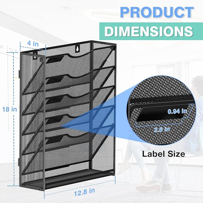 Kuntine.B Wall File Organizer Office Hanging Magazine Holder Wall File Organizer - Image 2