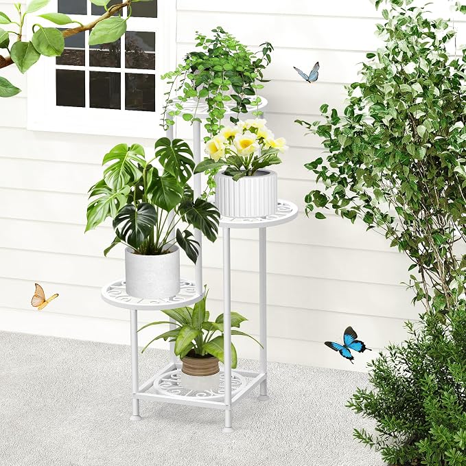 4 Tier Plant Stand Indoor Outdoor, Metal Flower Shelf Display Holder - Image 9